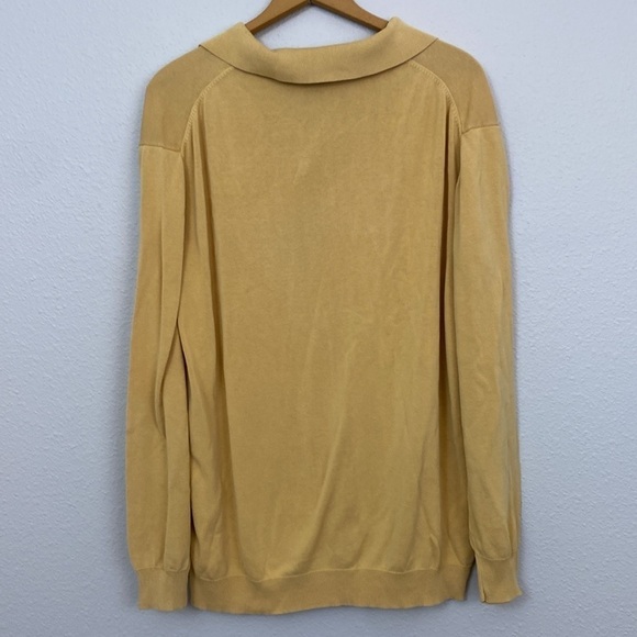 Jos. A Bank 100% Silk Golden Tan Collared knit sweater size XXL - Picture 2 of 4